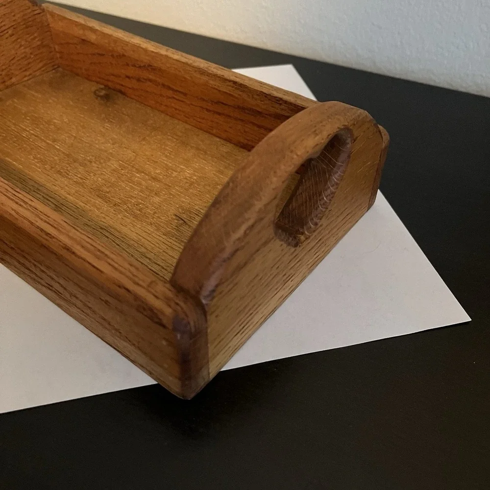 Vintage Handcrafted Wooden Heart Cutout Tray Organizer Country Farmhouse Cottage